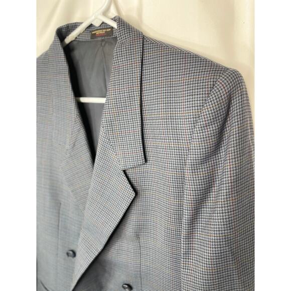 Jos A Bank jacket blazer woman's 8 gray double breasted houndstooth tweed lined - Picture 2 of 14